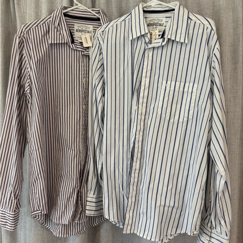 2 Aeropostale Men’s button-down shirts Both NWT Men’s Large